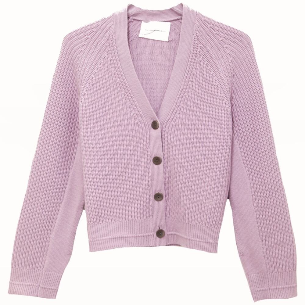 Maria McManus Split Sleeve Cocoon Cardigan Lilac XS 50% Recycled Cashmere Cotton